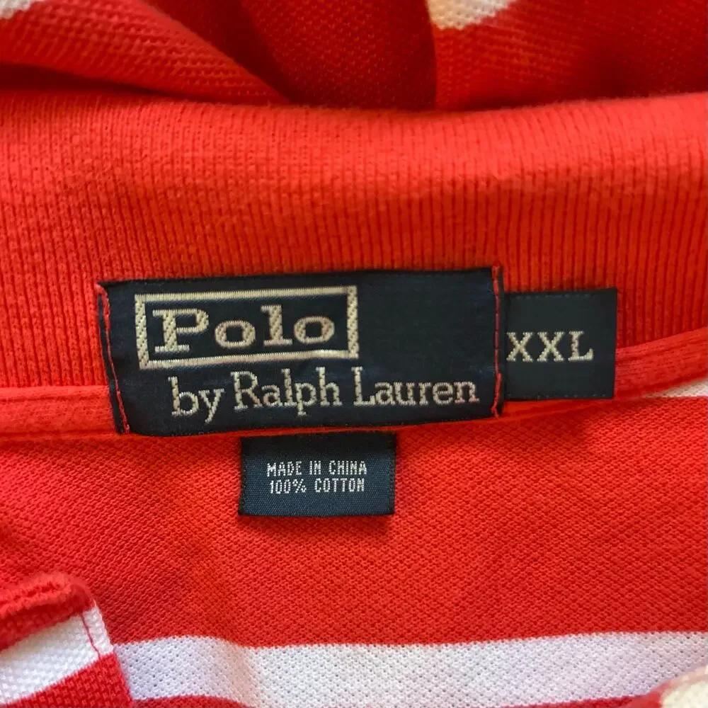 Polo Ralph Lauren Striped Polo Shirt Red White Blue Pony Cotton XXL Men's